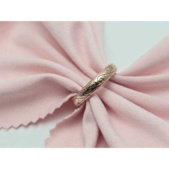 Beautiful 14K Karat Solid Rose Gold Designer Textured Wedding Ring Band - Size 8 - Picture 1 of 13